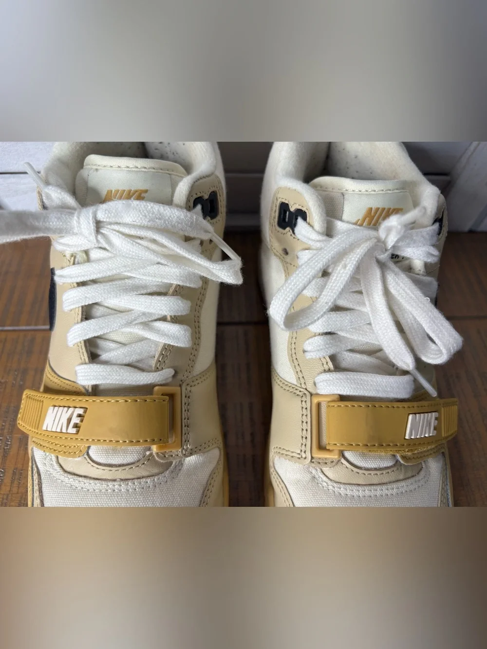 Nike Air Trainer 1 Coconut Milk Team Gold Suede Mid Sneakers DV7201-100 Size 5